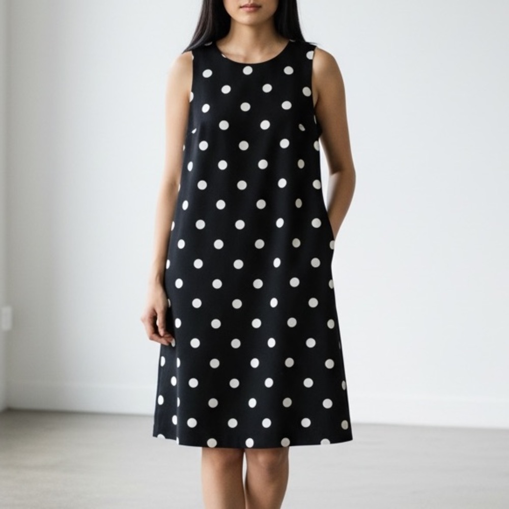 Anne Klein Black and White Polka Dot Mini Dress Fits S-M frame size 4